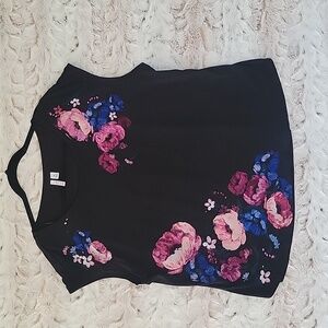 Elle Floral Top Womens XXL Black With Pink,  Coquette Boho , Etheral, Fairy